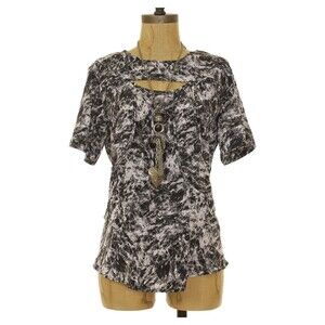 Robbi & Nikki Seam Detail Top Size M Cutout Black White Animal Print EUC  B43